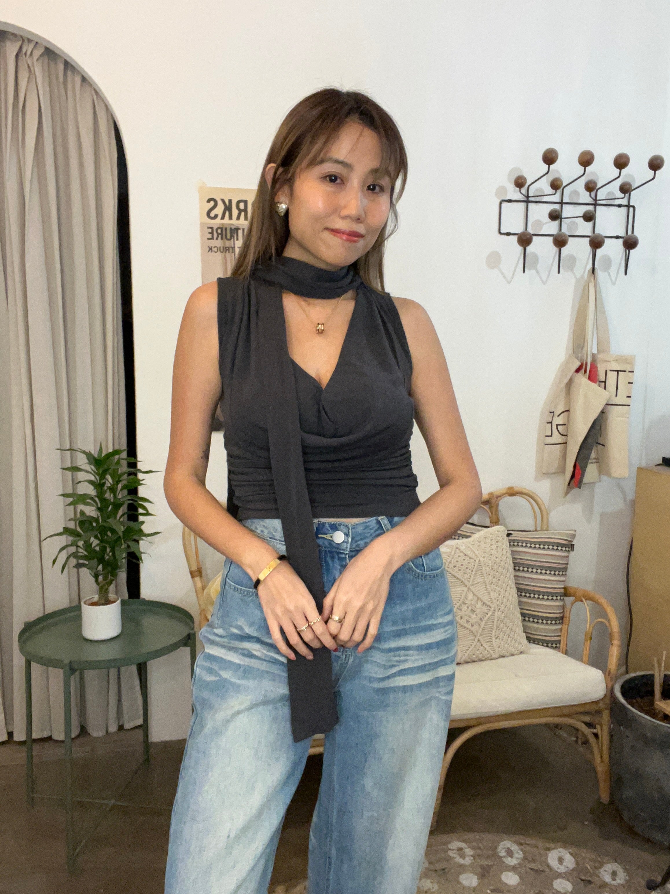 小性感V領長帶背心